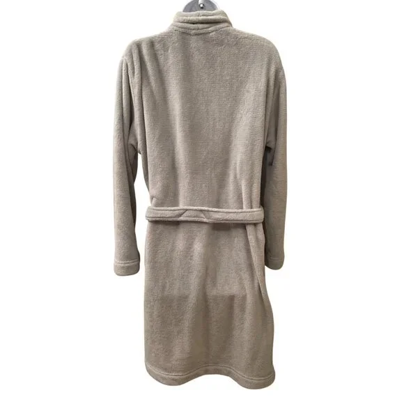 Calvin Klein Womens Plush Gray Robe Belted Fleece Sleepwear Logo M/L Cozy Comfor - Picture 4 of 5
